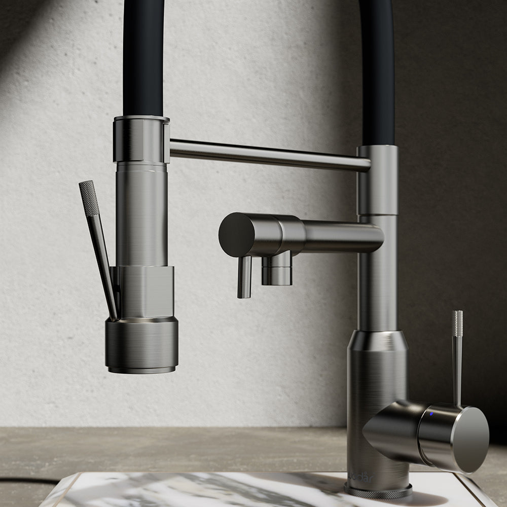Wodar Dual Flex Hose Kitchen Sink Mixer Brushed Nickel