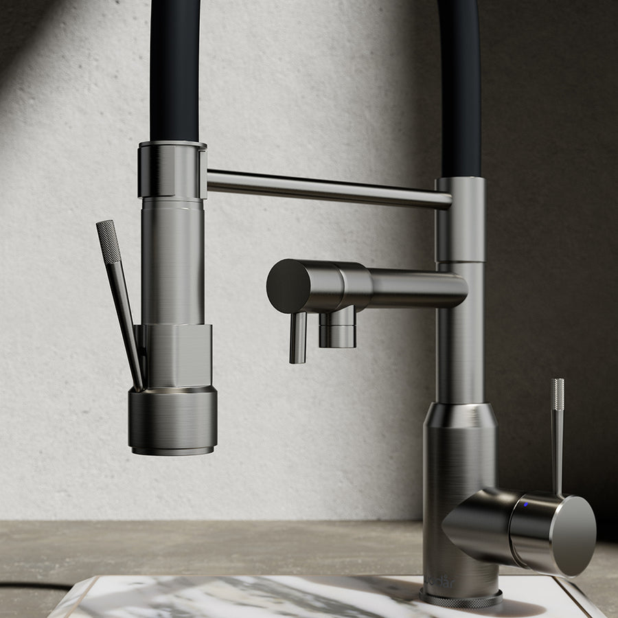 Wodar Dual Flex Hose Kitchen Sink Mixer Brushed Nickel