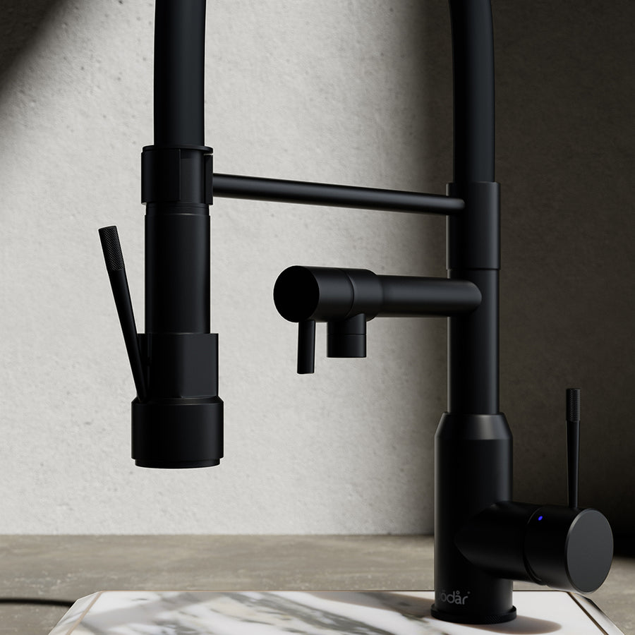 Wodar Dual Flex Hose Kitchen Sink Mixer Matt Black
