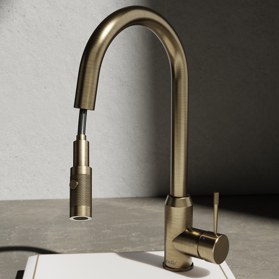 Wodar Flex Pull Out Kitchen Sink Mixer Dark Brass