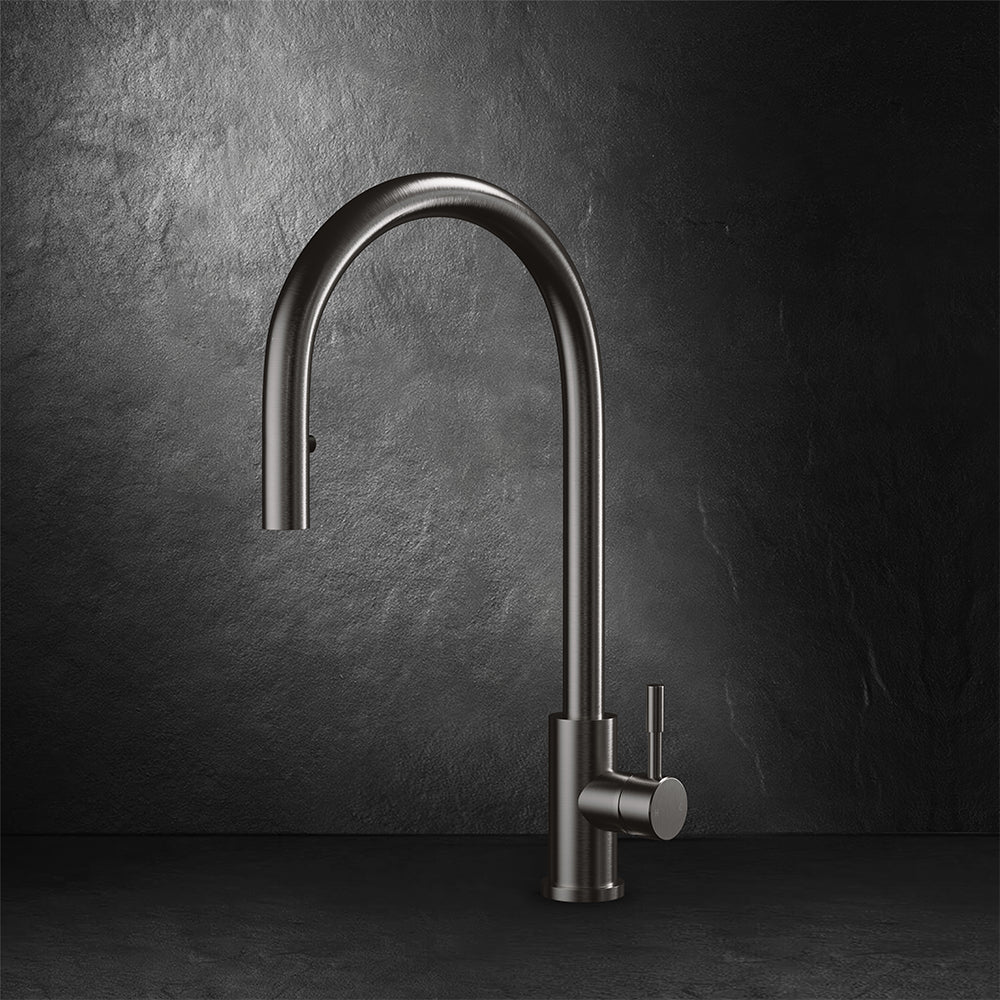 Wodar Fusion Concealed Pull Out Kitchen Sink Mixer Brushed Steel