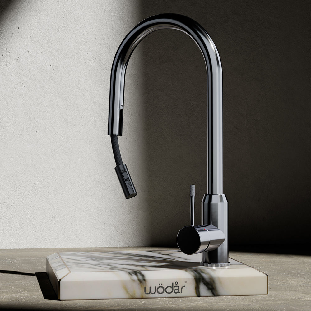 Wodar Fusion Hidden Pull Out Kitchen Sink Mixer Chrome