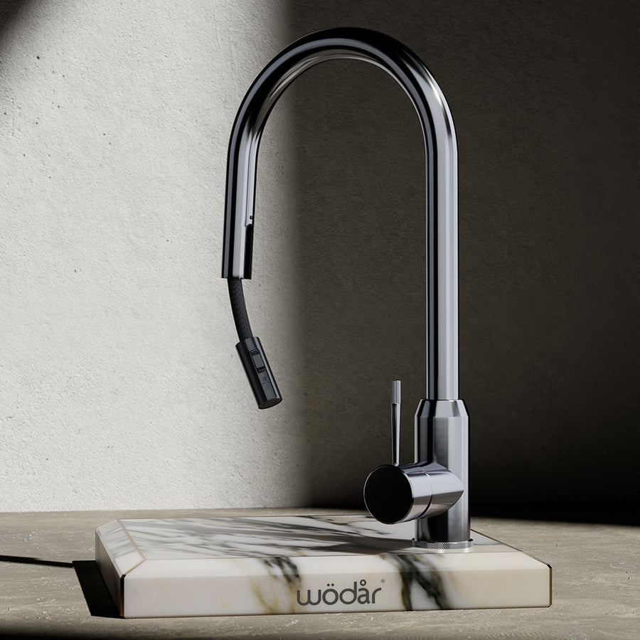 Wodar Fusion Hidden Pull Out Kitchen Sink Mixer Chrome