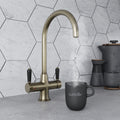 Holborn Traditional 3 in 1 Dark Brass Black Handle Boiling Hot Water Tap