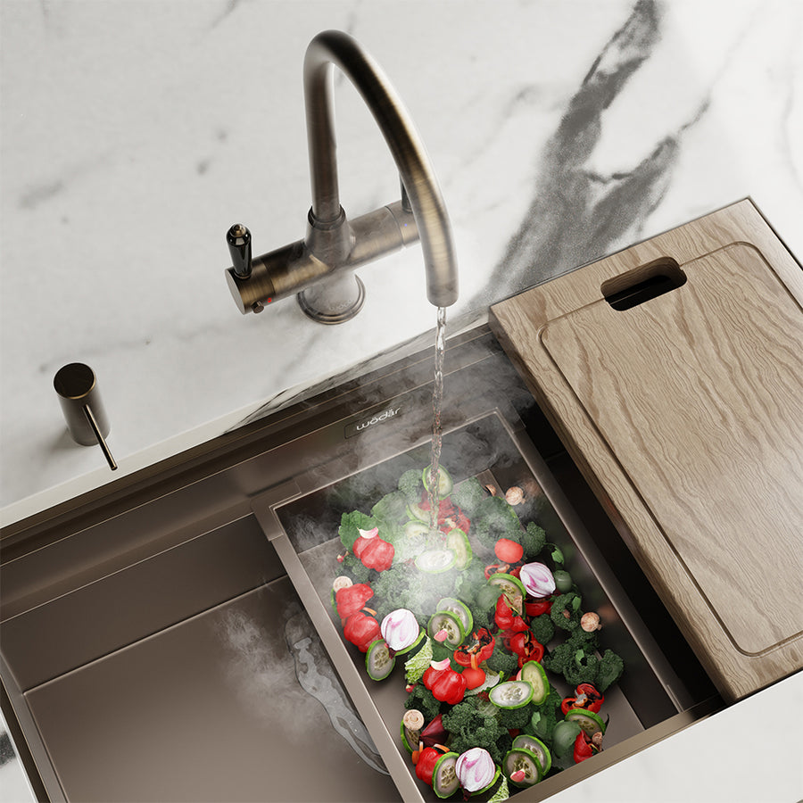 Wodar Integrated Soap Dispenser - Aged Brass
