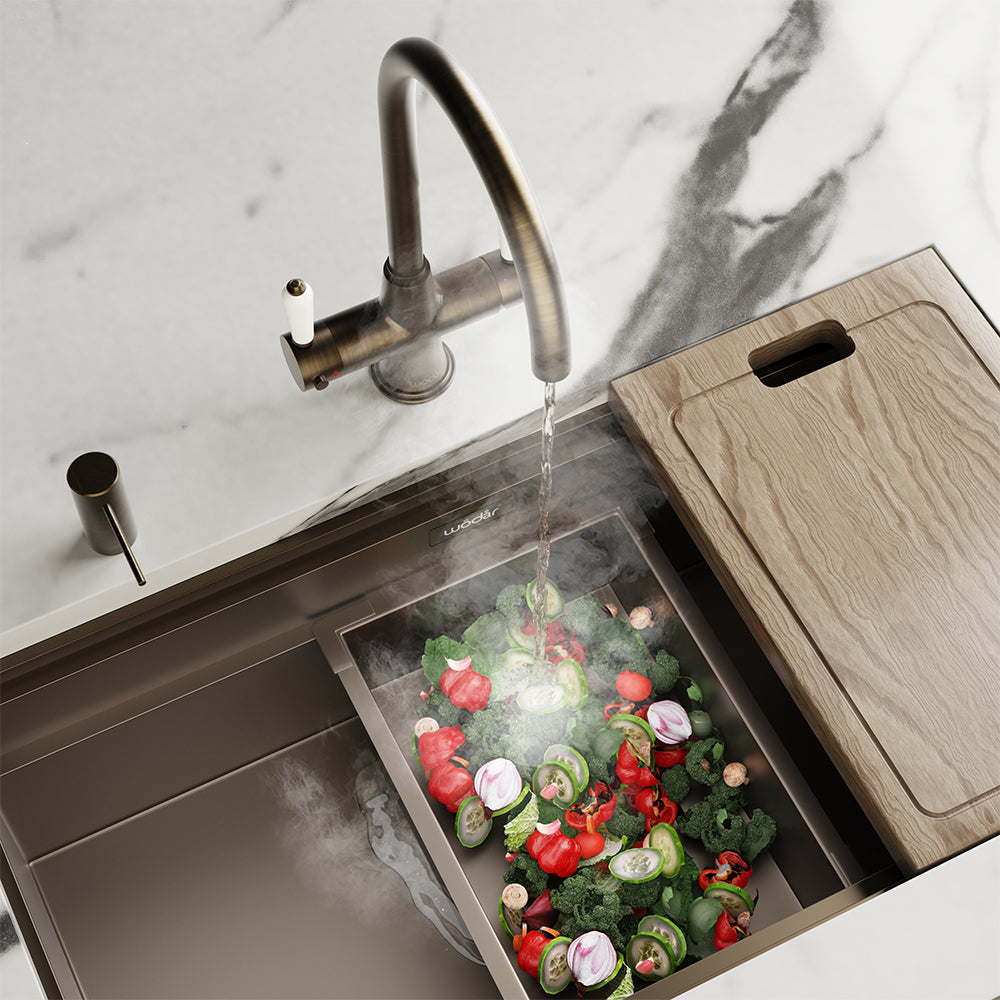 Holborn Traditional 3 in 1 Dark Brass White Handle Boiling Hot Water Tap