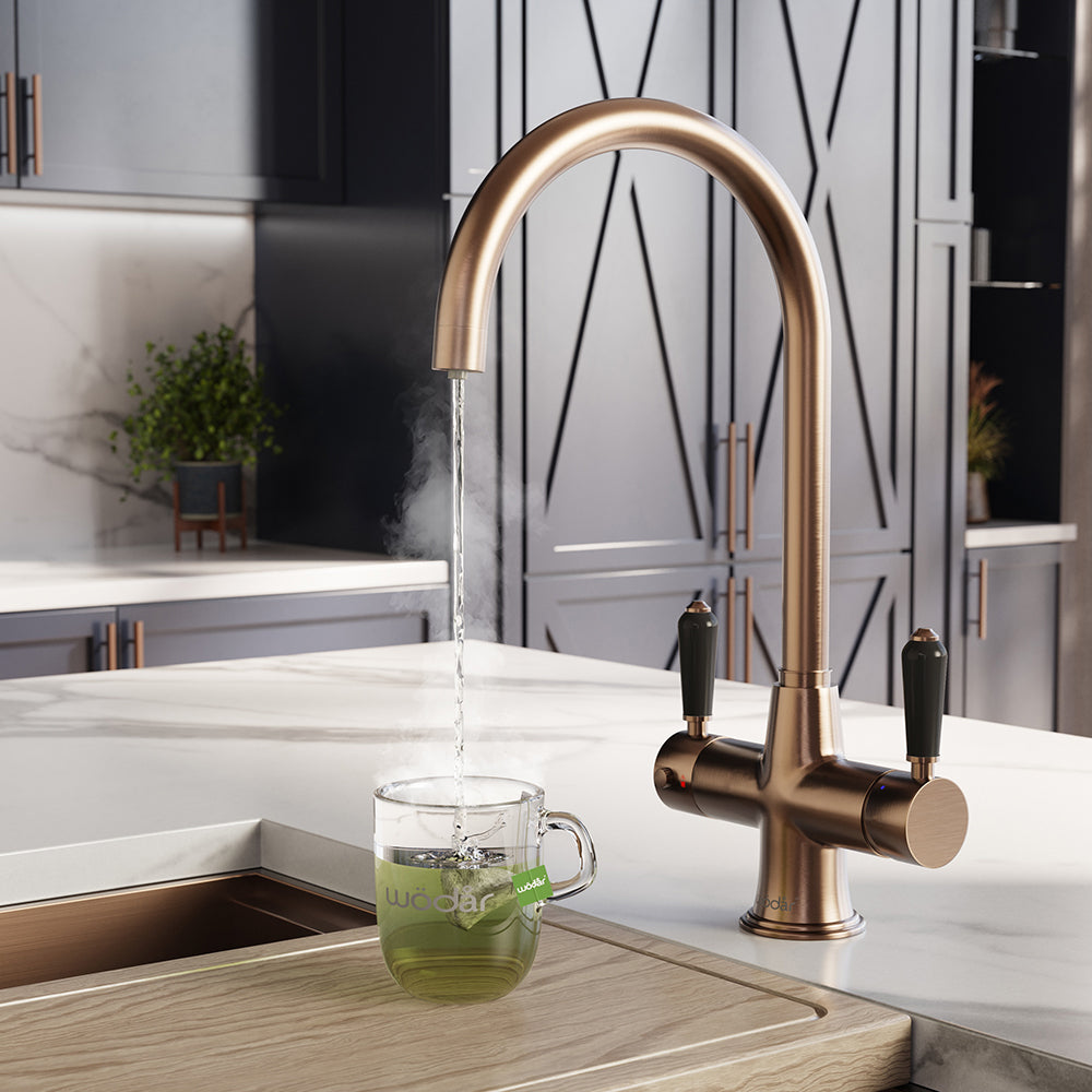 Holborn Traditional 3 in 1 Brushed Copper Black Handle Boiling Hot Wat ...