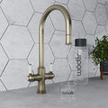 Knightsbridge Traditional 4 in 1 Pull Out Dark Brass White Handle Boiling Hot Water Tap