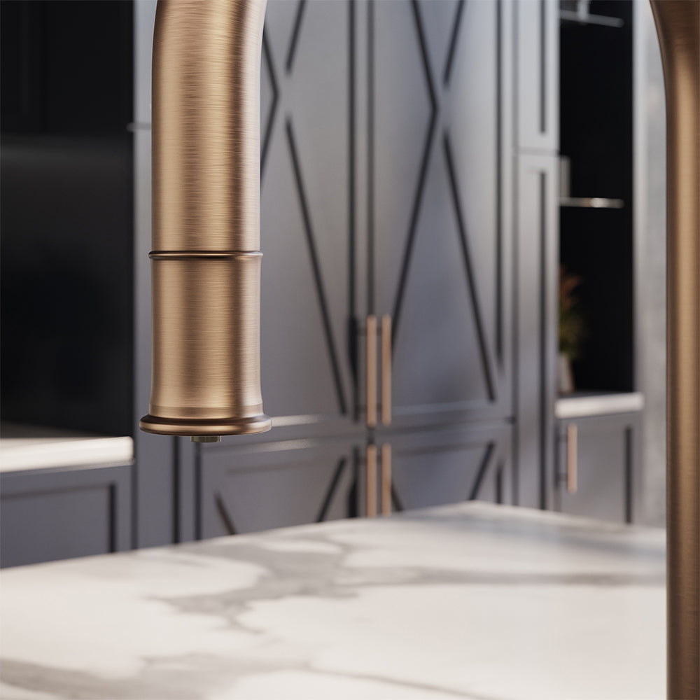 Knightsbridge Traditional 4 in 1 Pull Out Brushed Copper White Handle Boiling Hot Water Tap