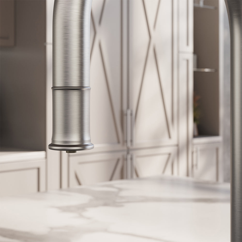 Knightsbridge Traditional 4 in 1 Pull Out Brushed Nickel White Handle Boiling Hot Water Tap