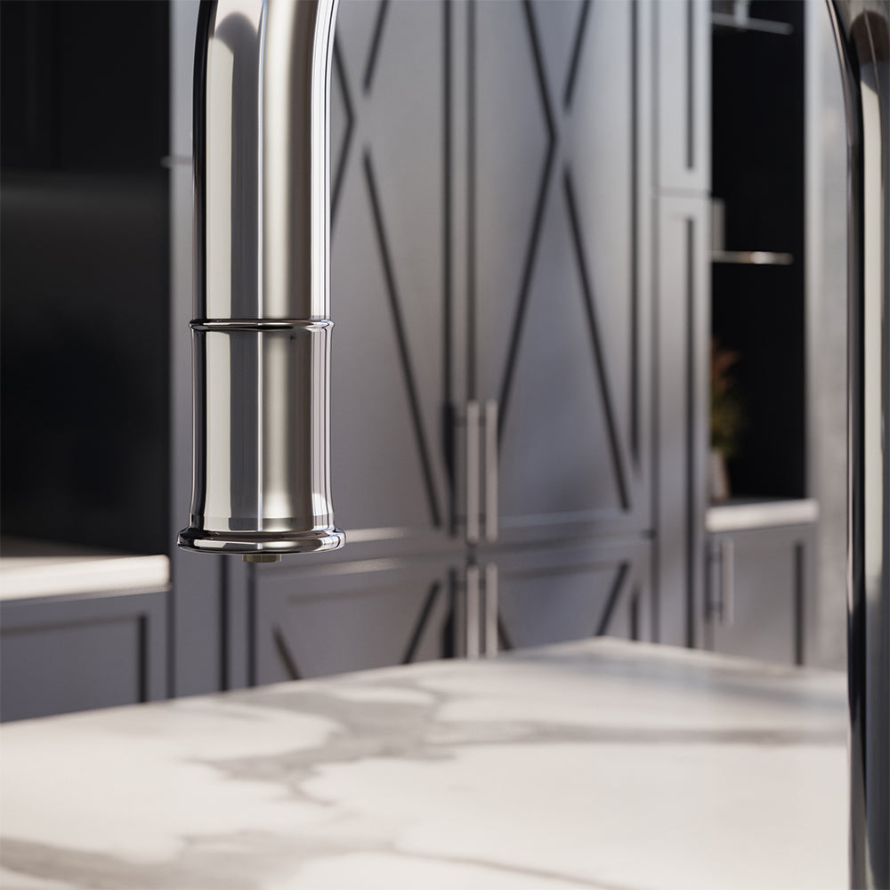 Knightsbridge Deck Mount Traditional 4 in 1 Pull Out Chrome Black Handle Boiling Hot Water Tap