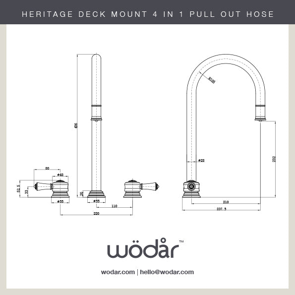 Knightsbridge Deck Mount Traditional 4 in 1 Pull Out Brushed Nickel White Handle Boiling Hot Water Tap
