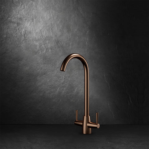 Wodar Lussi Twin Lever Kitchen Tap Brushed Copper