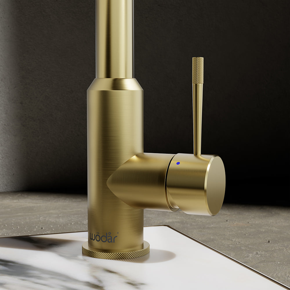 Wodar Lux Flex Hose Kitchen Sink Mixer Brushed Brass