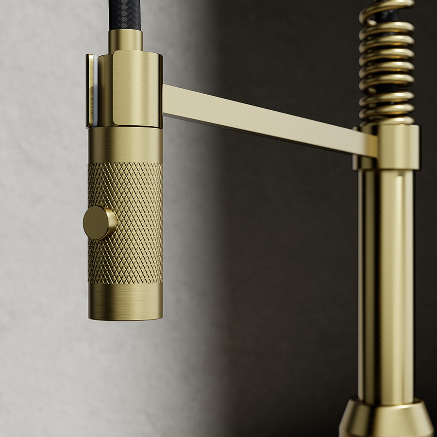 Wodar Pro Pull & Flex Hose Kitchen Sink Mixer Brushed Brass