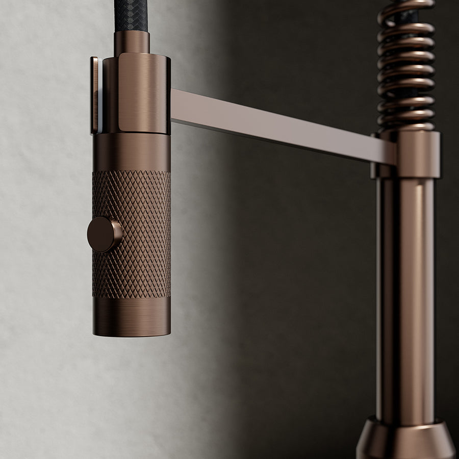 Wodar Pro Pull & Flex Hose Kitchen Sink Mixer Brushed Copper