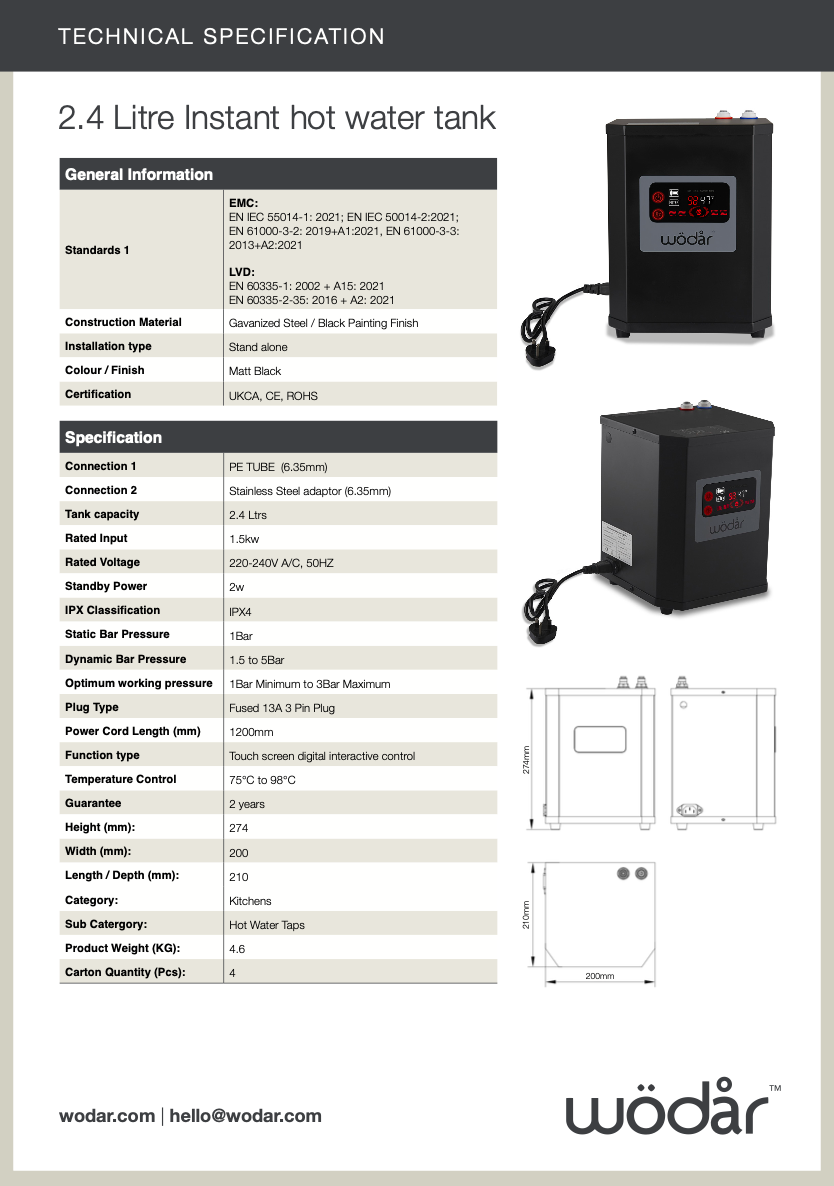Wodar Instant Hot Water Tank