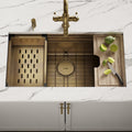 Kubik Undermount Workstation Sink 830 × 450 - Aged Brass