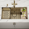 Kubik Undermount Workstation Sink 830 × 450 - Brushed Brass