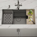 Kubik Undermount Workstation Sink 830 × 450 - Brushed Nickel / Steel