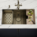 Kubik Undermount Workstation Sink 830 × 450 - Dark Brass