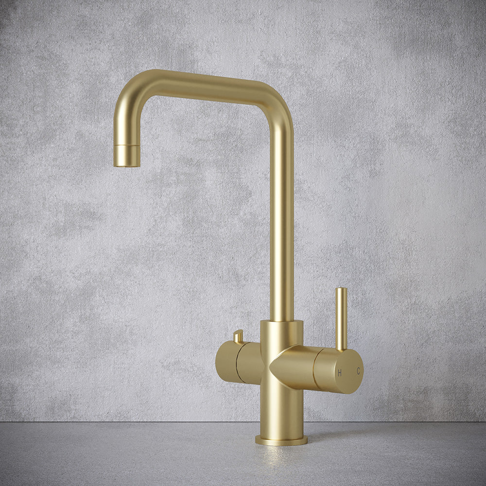 Design+ 4 in 1 Brushed Brass Boiling Hot Water Tap