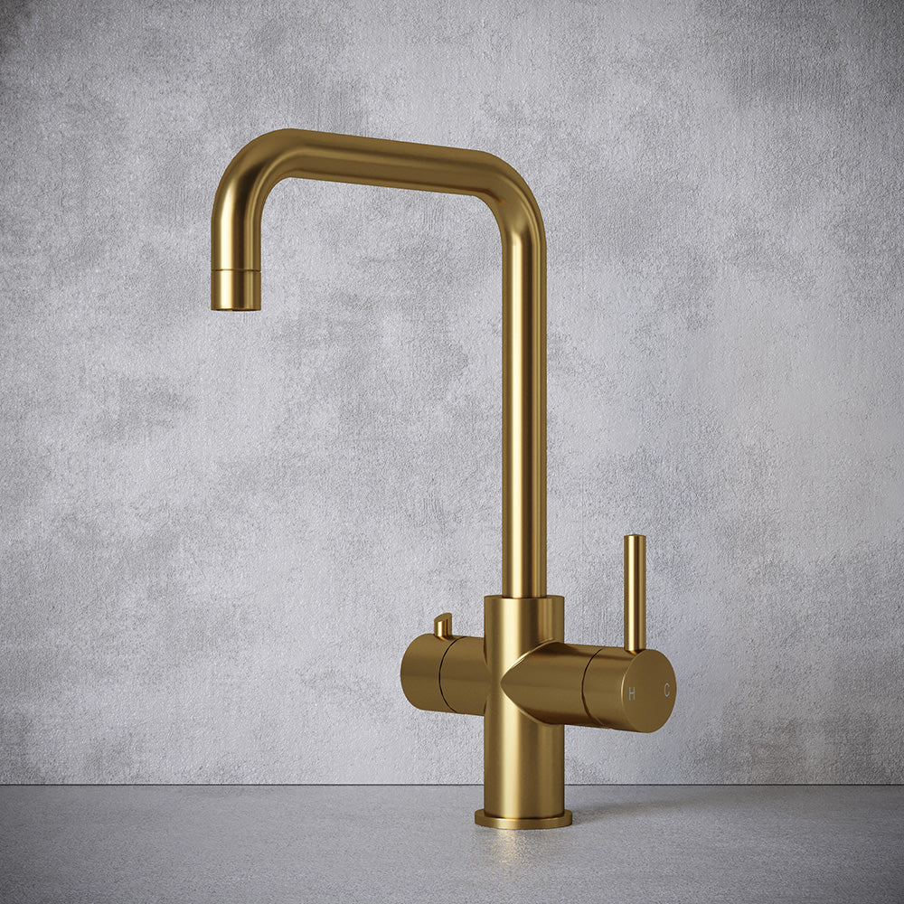 Design+ 4 in 1 Brushed Gold Boiling Hot Water Tap