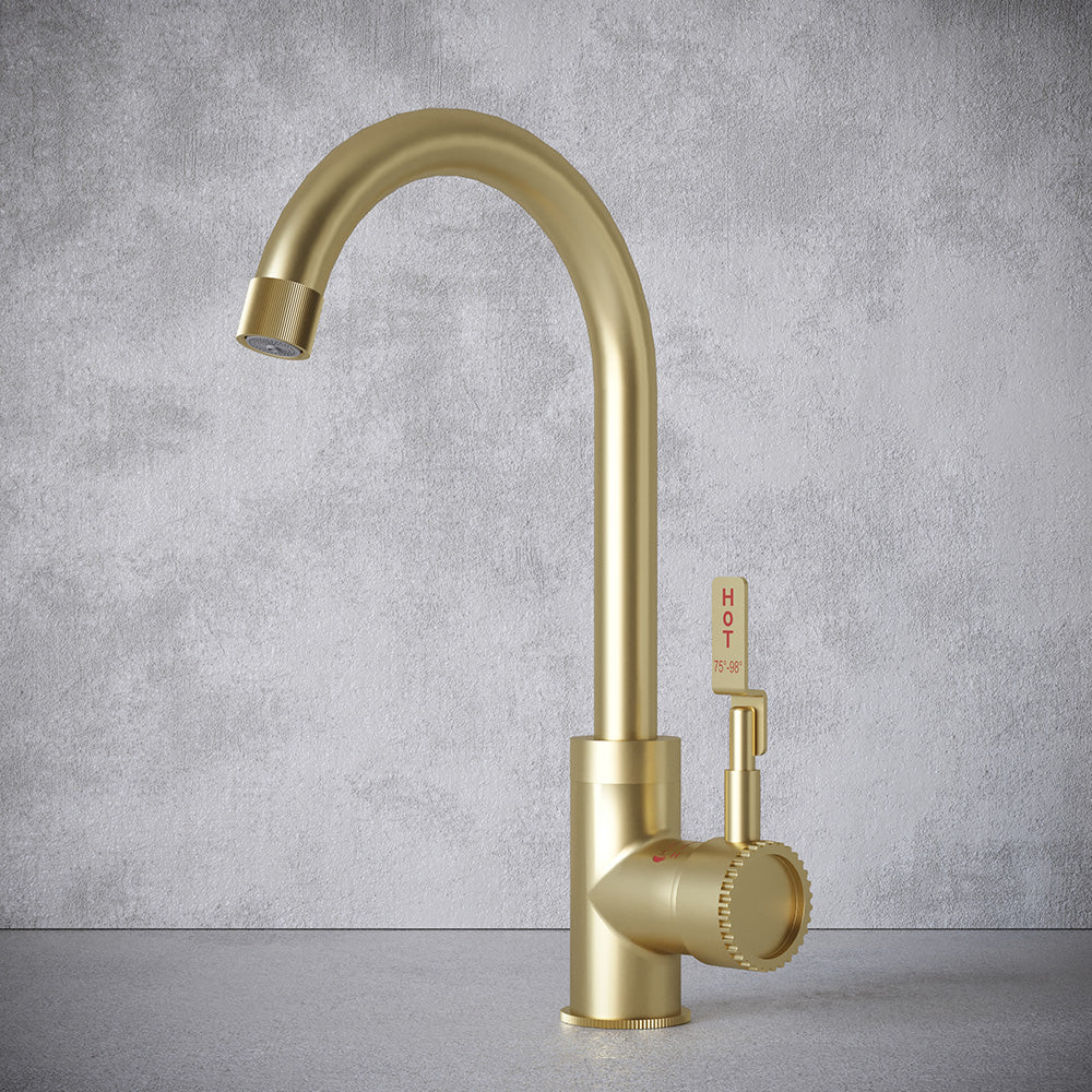 Architect Single Lever 3 in 1 Brushed Brass Boiling Hot Water Tap