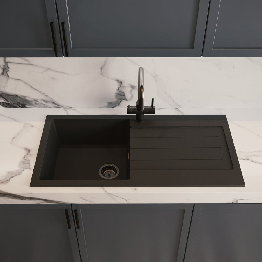 Wodarmite Granite Composite Single Bowl & Drainer - Grey