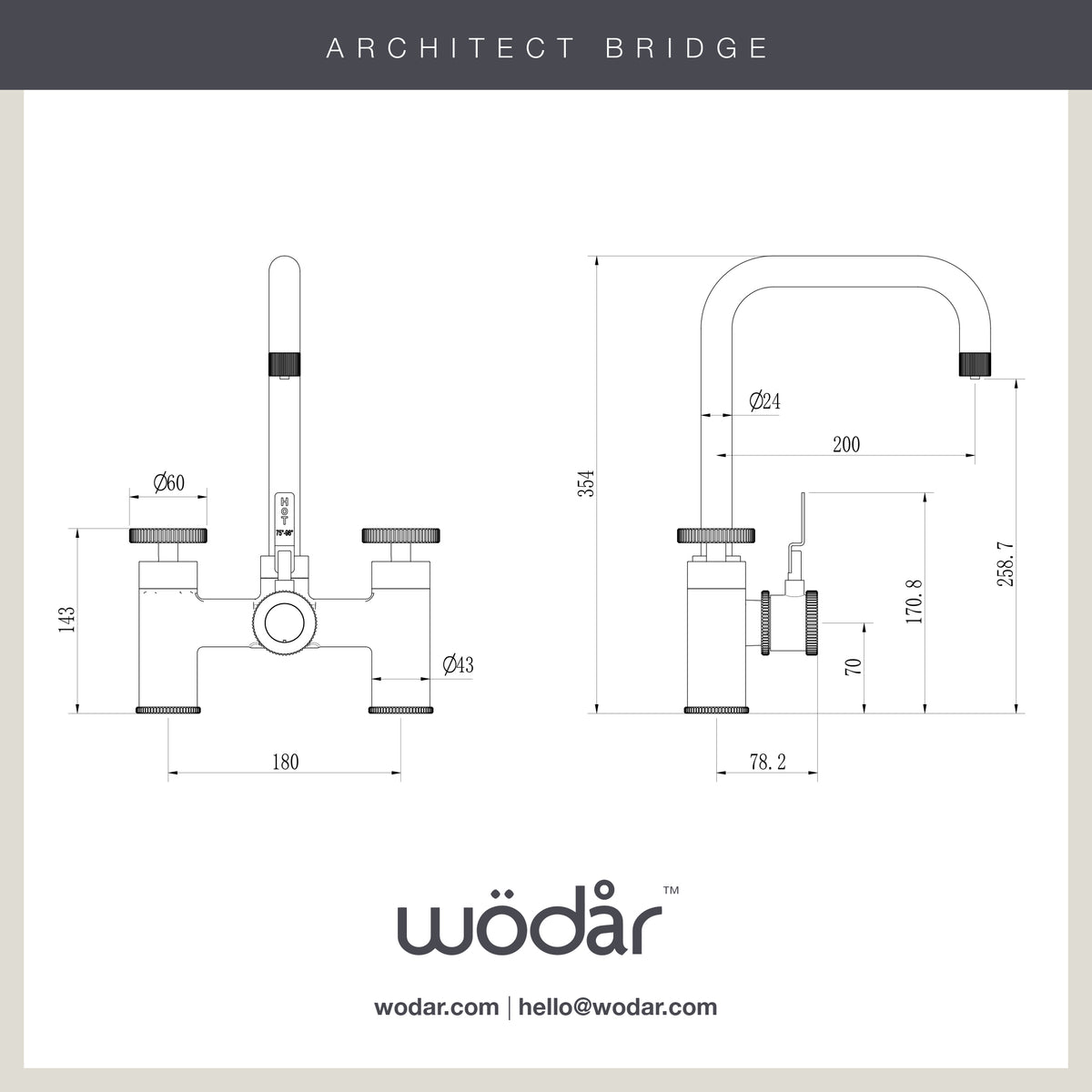 Architect Bridge 3 in 1 Brushed Brass Boiling Hot Water Tap