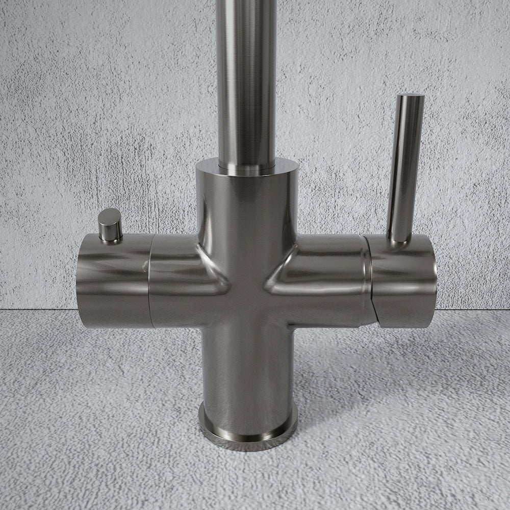 Design 3 in 1 Brushed Steel Boiling Hot Water Tap