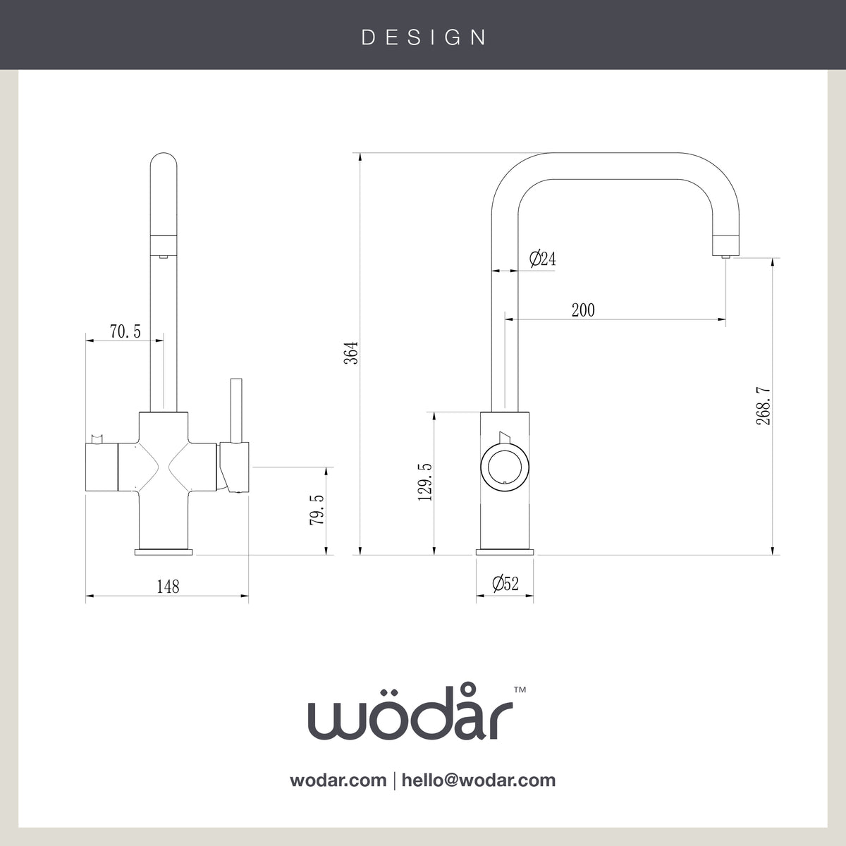 Design 3 in 1 Brushed Brass Boiling Hot Water Tap