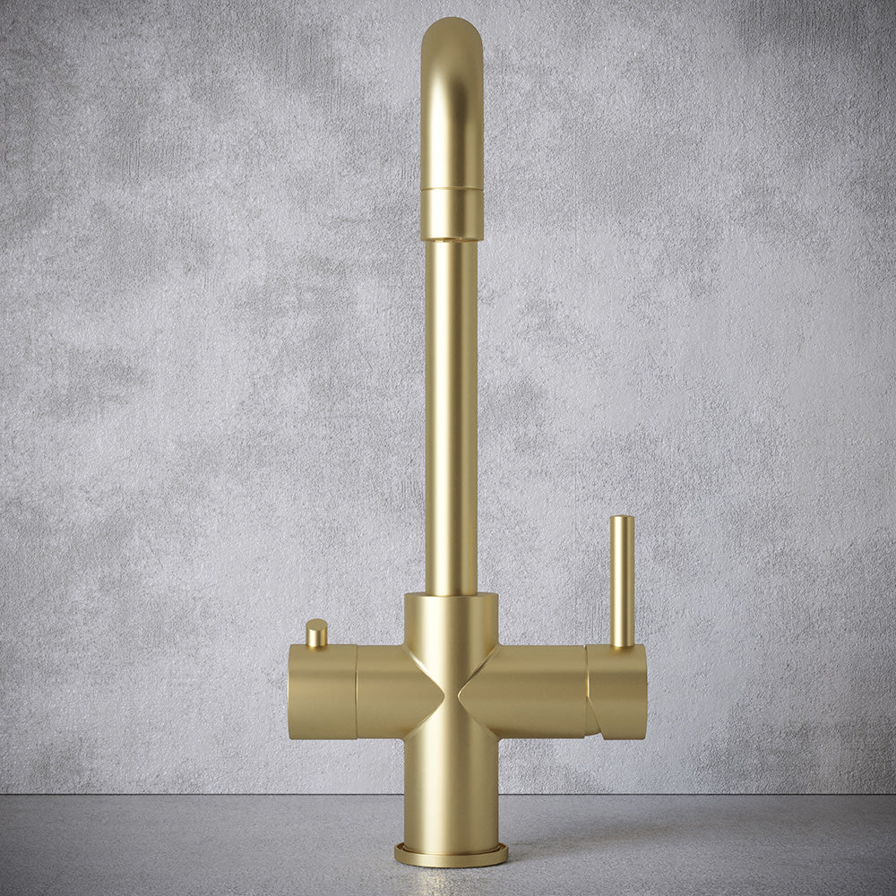 Design+ 4 in 1 Brushed Brass Boiling Hot Water Tap