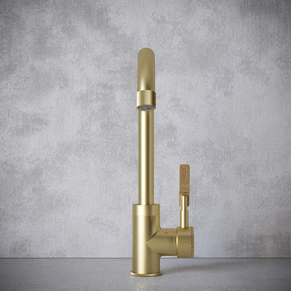 Architect Single Lever 3 in 1 Brushed Brass Boiling Hot Water Tap