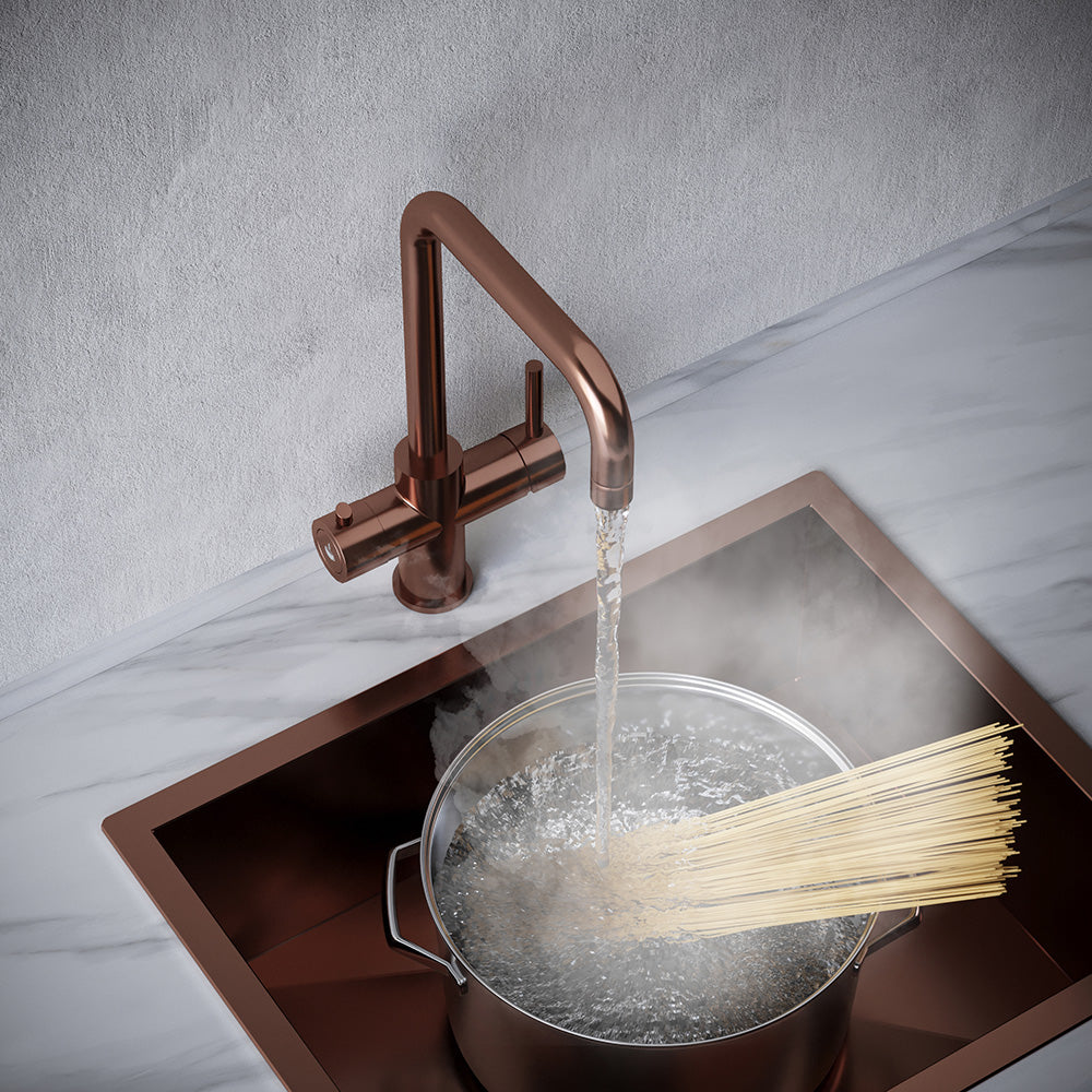 Design+ 4 in 1 Brushed Copper Boiling Hot Water Tap