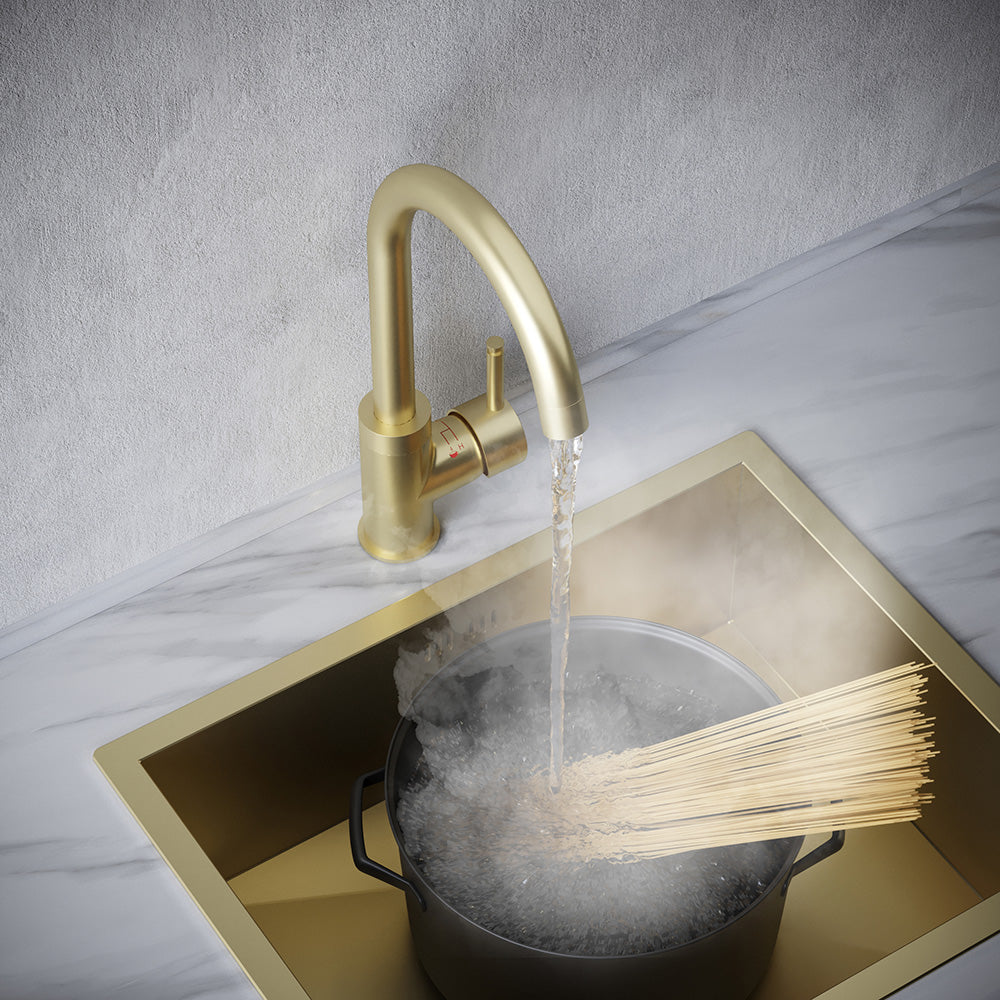 Sleek 3 in 1 Brushed Brass Boiling Hot Water Tap