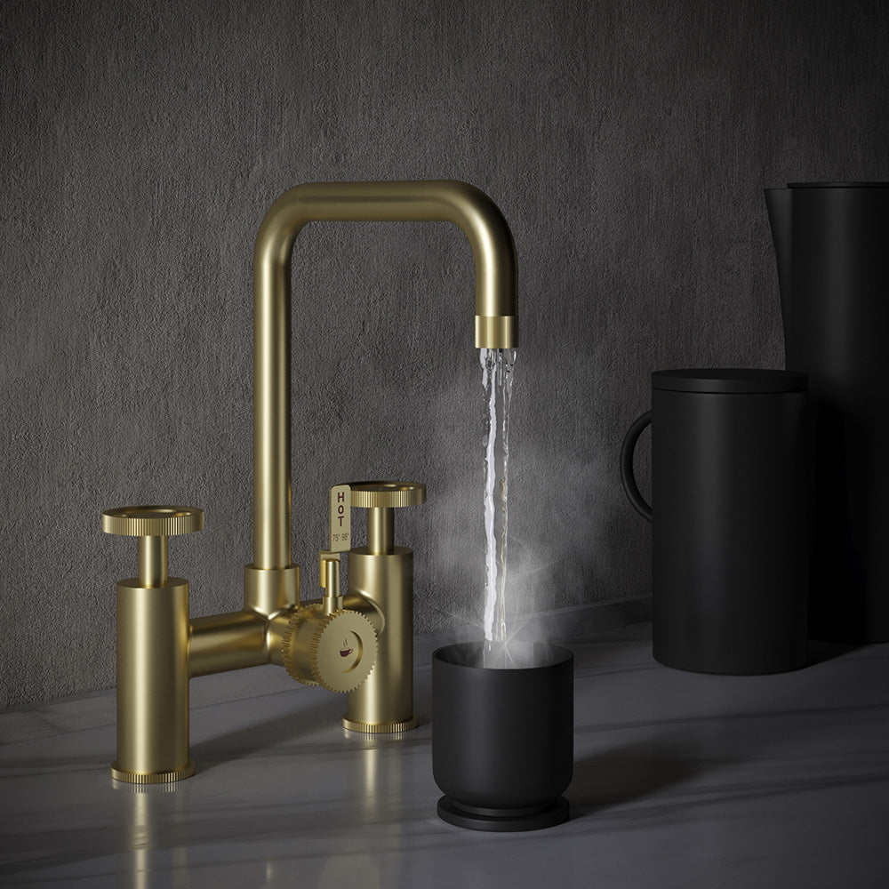 Architect Bridge 3 in 1 Brushed Brass Boiling Hot Water Tap