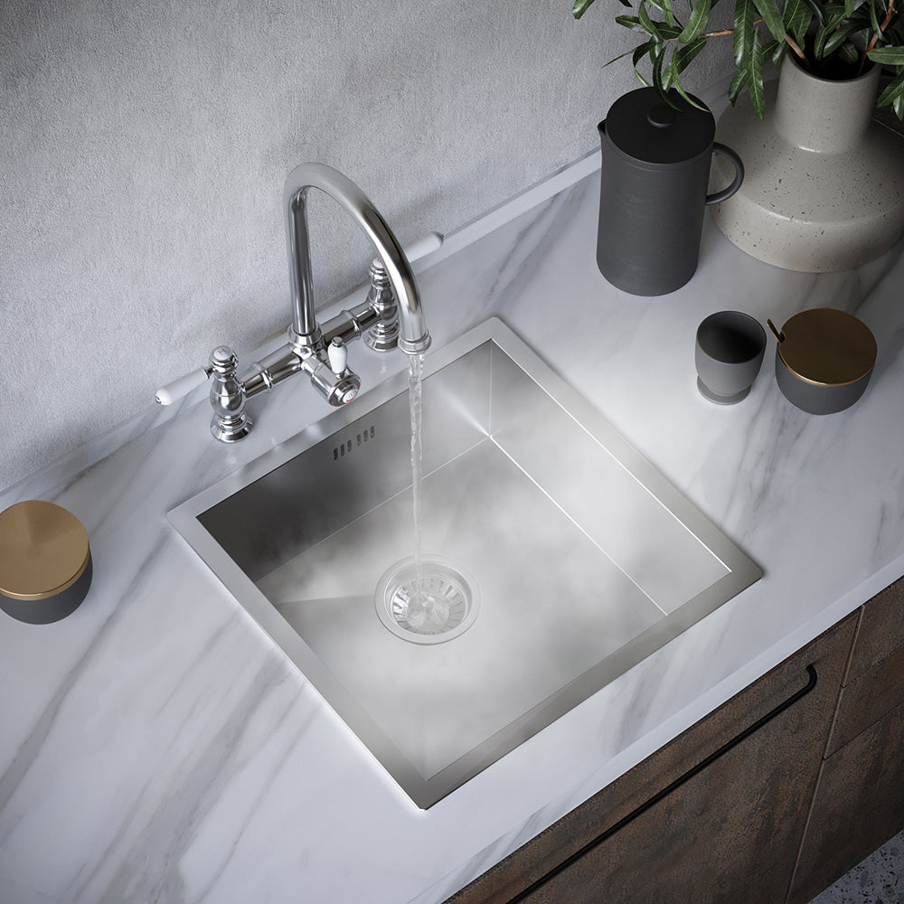 Heritage Bridge 3 in 1 Chrome White Handle Boiling Hot Water Tap