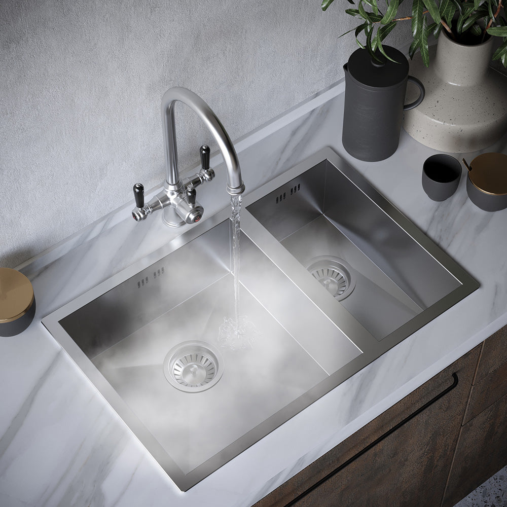 Heritage Cruciform 3 in 1 Chrome Black Handle Boiling Hot Water Tap