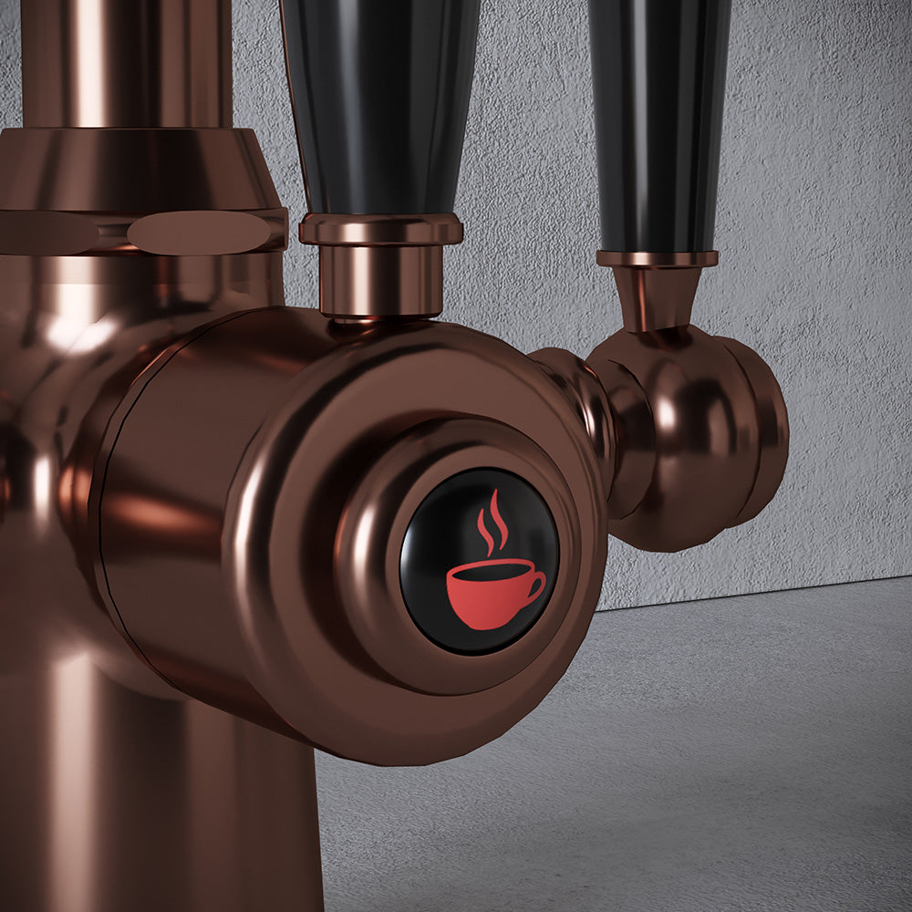Heritage Cruciform 3 in 1 Brushed Copper Black Handle Boiling Hot Water Tap