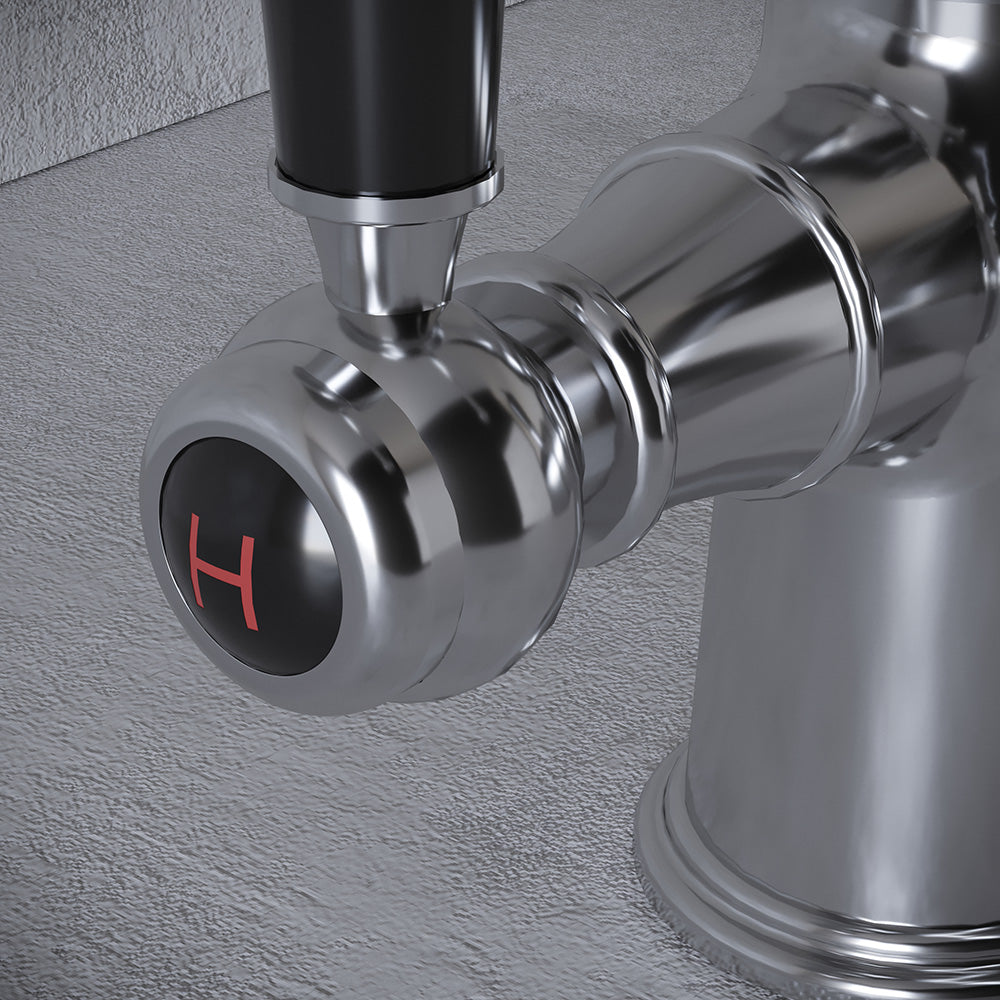 Heritage Cruciform 3 in 1 Chrome Black Handle Boiling Hot Water Tap