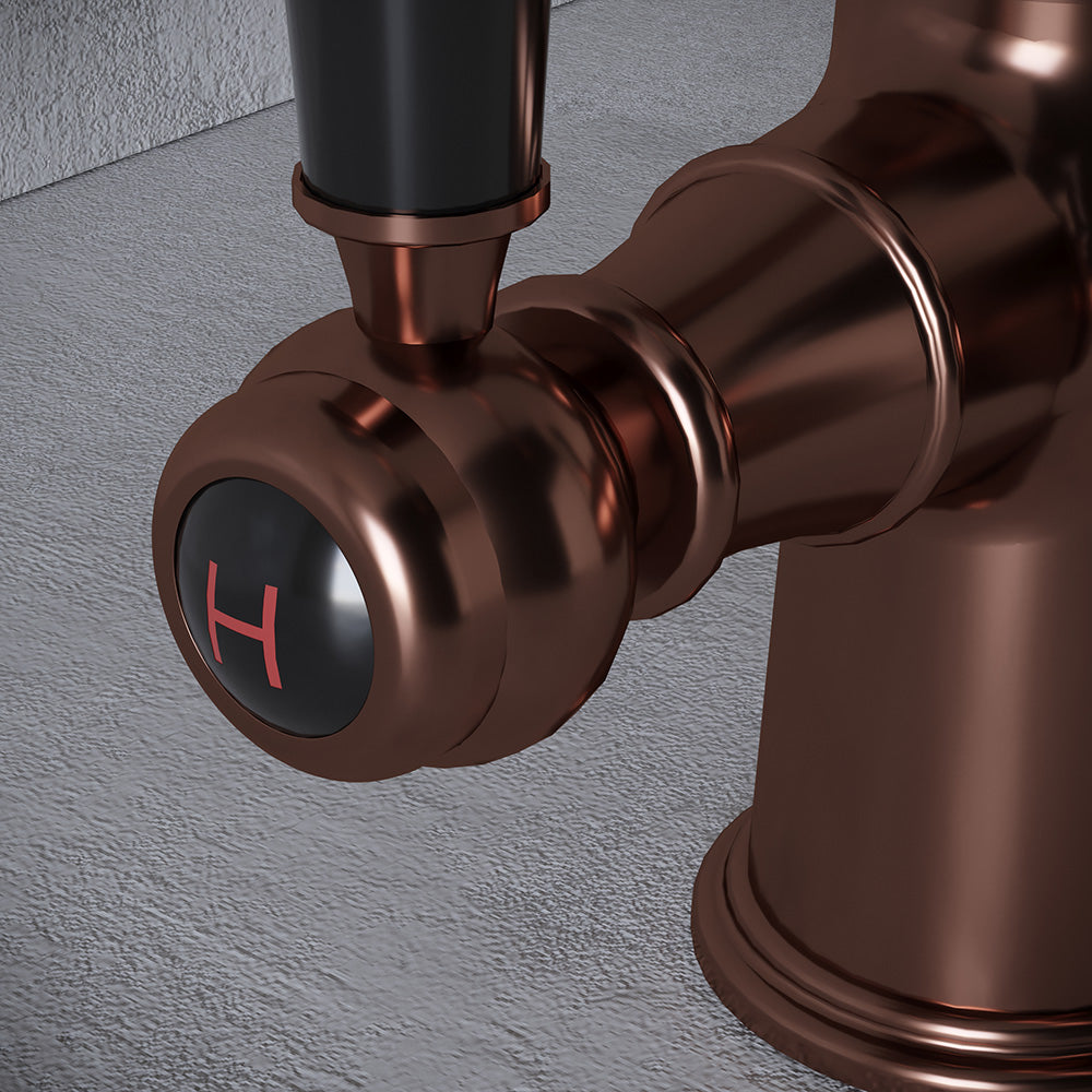 Heritage Cruciform 3 in 1 Brushed Copper Black Handle Boiling Hot Water Tap