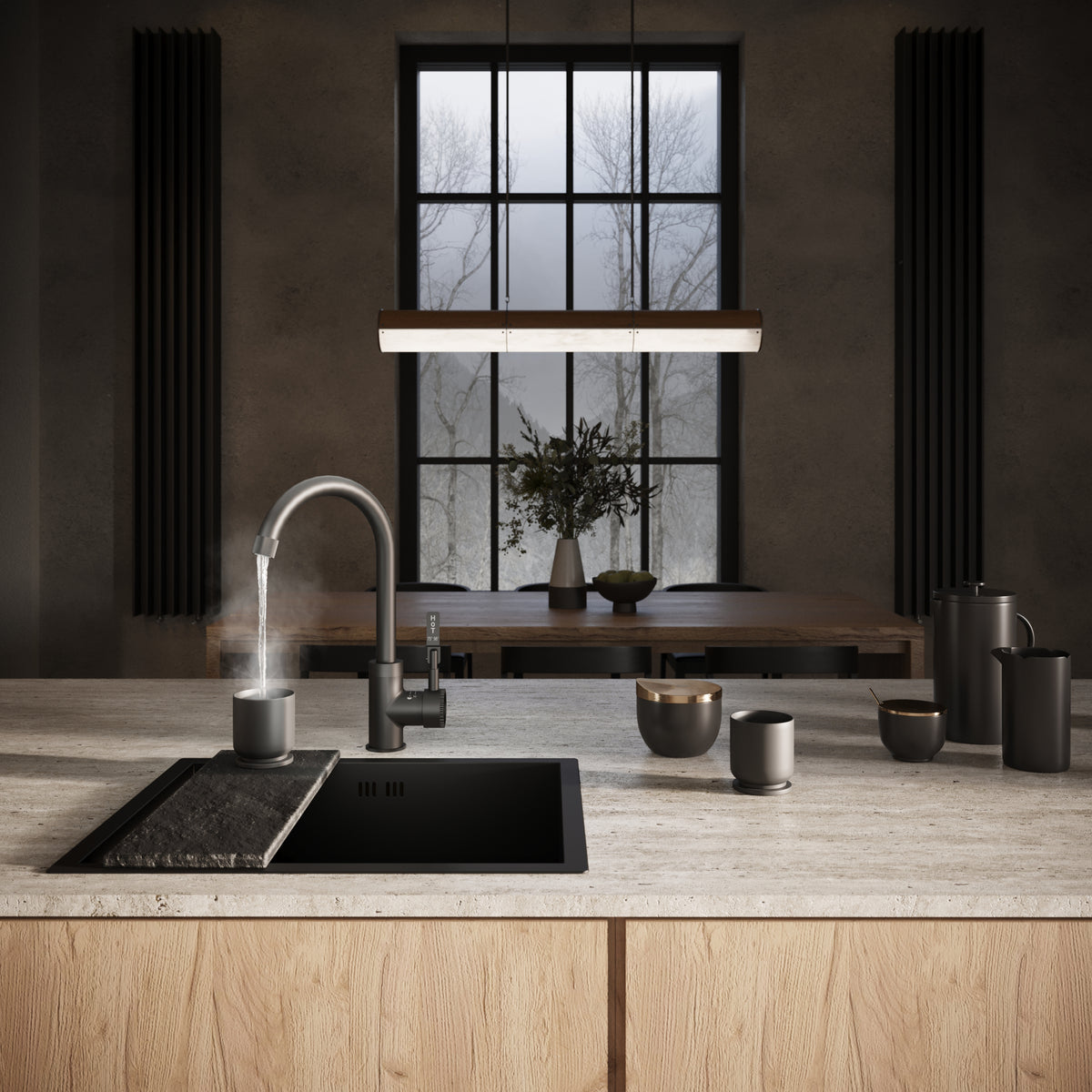 Architect Single Lever 3 in 1 Gun Metal Grey Boiling Hot Water Tap