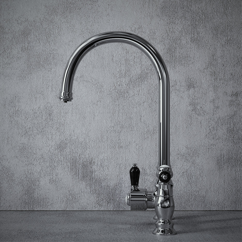 Heritage Bridge 3 in 1 Chrome Black Handle Boiling Hot Water Tap
