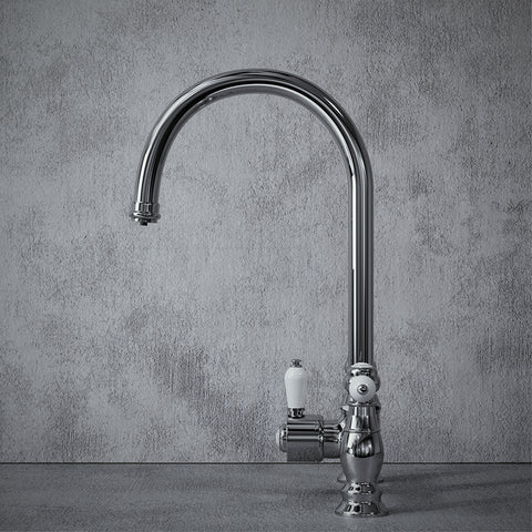 Heritage Bridge 3 in 1 Chrome White Handle Boiling Hot Water Tap β Wodar