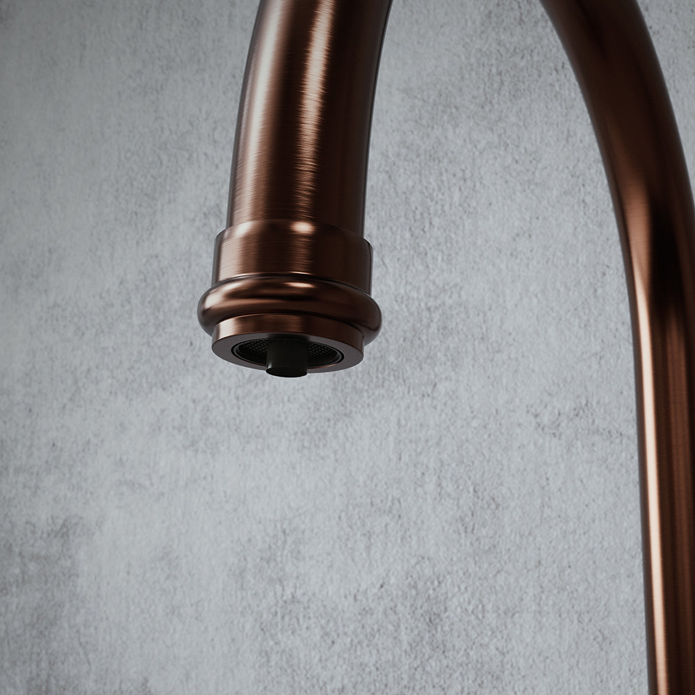 Heritage Bridge 3 in 1 Brushed Copper Black Handle Boiling Hot Water Tap