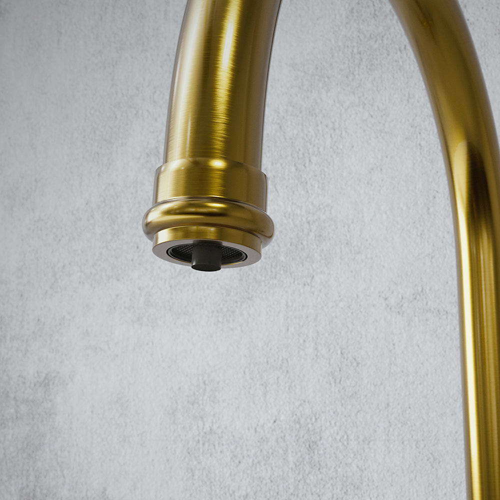 Heritage Cruciform 3 in 1 Brushed Gold White Handle Boiling Hot Water Tap