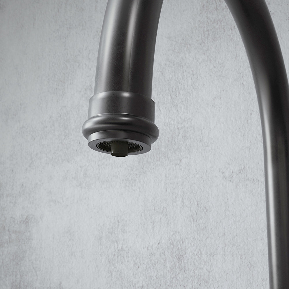 Heritage Bridge 3 in 1 Gunmetal Grey White Handle Boiling Hot Water Tap