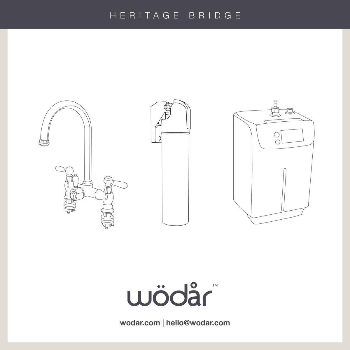 Heritage Bridge 3 in 1 Chrome White Handle Boiling Hot Water Tap