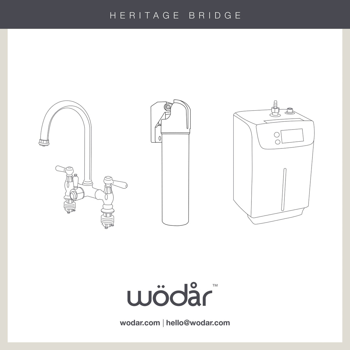Heritage Cruciform 3 in 1 Brushed Gold White Handle Boiling Hot Water Tap